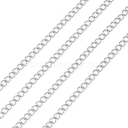 304 Stainless Steel Curb Chains, Soldered, with Spool, Stainless Steel Color, 4x3x1.2mm, about 32.8 Feet(10m)/roll(CHS-F003-17P-C)