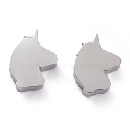 304 Stainless Steel Pendants, Horse Head, Stainless Steel Color, 11x8.5x3mm, Hole: 1.8mm(STAS-O139-02P)