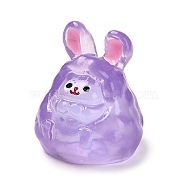 Luminous Resin Cute Little Rabbit Ornaments, Glow in the Dark, Micro Landscape Decoration, Lilac, 25x22x19.5mm(RESI-I054-01B)