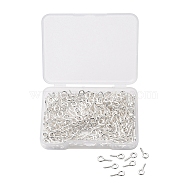 Iron Screw Eye Pin Peg Bails, For Half Drilled Beads, Silver, 10x5x1.2mm, Hole: 2.8mm, 300pcs/box(IFIN-YW0001-19S)