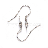 304 Stainless Steel Earring Hooks, Ear Wire, with Vertical Loop, Stainless Steel Color, 19~21x18mm, Hole: 2.5mm, Pin: 0.7mm(X-STAS-S111-003)