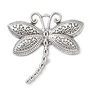 Tibetan Style Alloy Big Pendants, Dragonfly, Antique Silver, 56x59x3mm, Hole: 10x4.5mm(FIND-WH0050-53AS)