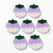 Cellulose Acetate(Resin) Decoden Cabochons, with Glitter Powder, Fruit, Plum, 26x24x4~4.5mm(KY-N015-85)