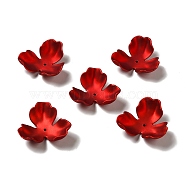 Rubberized Style Opaque Acrylic Bead Caps, Frosted, 3-Petal Flower, FireBrick, 26x28x8mm, Hole: 1.5mm(OACR-H016-08)