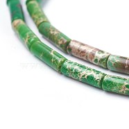 Natural Imperial Jasper Beads Strands, Dyed, Column, Lime Green, 13~14x4~4.5mm, Hole: 1mm, about 29pcs/strand, 15.35 inch~15.7 inch(39~39.9cm)(X-G-E508-04E)