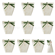 Flower Print Cardboard Candy Boxes, Wedding Candy Gift Case with Ribbon, Clip and Bead, Dark Green, Finish Product: 6x12.5x12cm(CON-WH0089-51B)