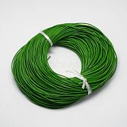 Spray Painted Cowhide Leather Cords, Green, 2.0mm, about 100yards/bundle(300 feet/bundle)(WL-R001-2.0mm-32)