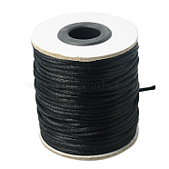 Nylon Cord, Satin Rattail Cord, for Beading Jewelry Making, Chinese Knotting, Black, 2mm, about 50yards/roll(150 feet/roll)(NWIR-A003-02)