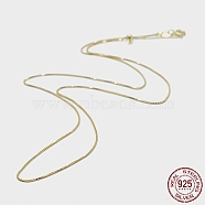 925 Sterling Silver Box Chain Necklaces, with Spring Ring Clasps, with 925 Stamp, Golden, 18 inch(45cm), Hole: 2mm, Pin: 0.6mm(STER-F039-45cm-13G)