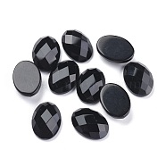 Natural Black Agate Cabochons, Faceted, Oval, 18x13x6mm(X-G-G760-A10)