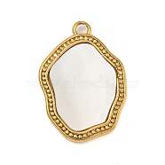 304 Stainless Steel Pave Shell Pendants, Geometric Charms, Real 18K Gold Plated, Irregular Shape, 22x15x2.5mm, Hole: 1.8mm(STAS-Z081-02G-01)