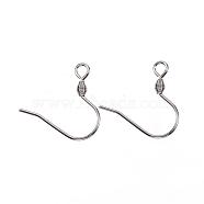 304 Stainless Steel Earring Hooks, Ear Wire, with Horizontal Loop, Stainless Steel Color, 17x17.5x2.5mm, Hole: 2mm, 21 Gauge, Pin: 0.7mm(STAS-D448-038P)