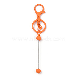 Spray Painted Alloy Bar Beadable Keychain for Jewelry Making DIY Crafts, with Alloy Lobster Clasps and Iron Ring, Dark Orange, 15.5~15.8cm(KEYC-A011-02I)