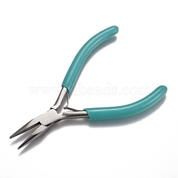 45# Carbon Steel Jewelry Pliers, Needle Nose Pliers, Ferronickel, Turquoise, 11.8x7.3x0.65cm(PT-O001-04)