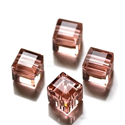 K9 Glass, Imitation Austrian Crystal Beads, Grade AAA, Faceted, Cube, Light Salmon, 8x8x8mm(size within the error range of 0.5~1mm), Hole: 0.9~1.6mm(SWAR-F074-8x8mm-30)