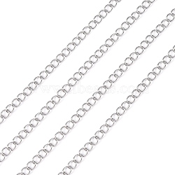 304 Stainless Steel Curb Chains, Soldered, with Spool, Stainless Steel Color, 4x3x1.2mm, about 32.8 Feet(10m)/roll(CHS-F003-17P-C)