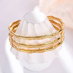 304 Stainless Steel Cuff Bangles for Women, Bamboo, 7/8 inch(2.15cm), Inner Diameter: 2-1/4 inch(5.65cm)(BJEW-P347-02A)