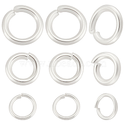 Beebeecraft 240Pcs 3 Style Rack Plating Brass Jump Rings, Open Jump Rings, Long-Lasting Plated, 925 Sterling Silver Plated, 18~23 Gauge , 4~6x0.6~1mm, Inner Diameter: 2.8~4mm, 80pcs/style(KK-BBC0008-28)