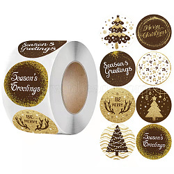 500Pcs Christmas Theme Round Stickers, Self-Adhesive Stickers, for DIY Decorations, Mixed Color, 55x28mm(X-AJEW-S090-04F)