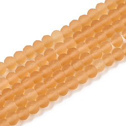 Transparent Glass Beads Strands, Faceted, Frosted, Rondelle, PeachPuff, 4mm, Hole: 1mm, about 113~115pcs/strand, 41~41.5cm(EGLA-A044-T4mm-MD23)