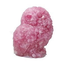 Resin Owl Display Decoration, with Natural Rose Quartz Chips inside Statues for Home Office Decorations, 90x80x100mm(PW-WG10820-01)