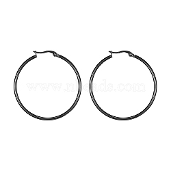304 Stainless Steel Big Hoop Earrings, Hypoallergenic Earrings, Gunmetal, 12 Gauge, 39~41x2mm, pin: 0.7x1mm(X-EJEW-F105-07B)