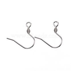 Tarnish Resistant 304 Stainless Steel Earring Hooks, Ear Wire, with Horizontal Loop, Stainless Steel Color, 17x17.5x2.5mm, Hole: 2mm, 21 Gauge, Pin: 0.7mm(STAS-D448-038P)