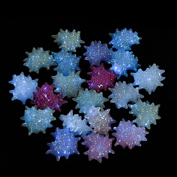 UV Plating Jelly Effect Luminous Acrylic Beads, Iridescent, Mixed Color, 23x25x12mm, Hole: 2.2mm