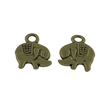 Tibetan Style Alloy Elephant Charms, Cadmium Free & Lead Free, Antique Bronze, 12x9.5x2mm, Hole: 2mm, about 1770pcs/885g