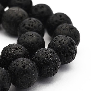 Natural Lava Rock Round Bead Strands, Lava Rock, 12mm, Hole: 1mm, about 34pcs/strand, 15.7 inch