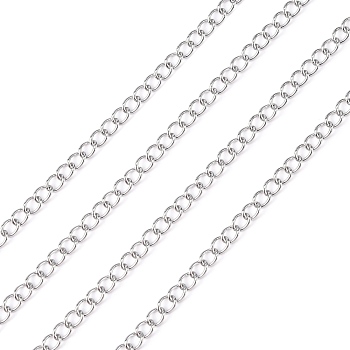 304 Stainless Steel Curb Chains, Soldered, with Spool, Stainless Steel Color, 4x3x1.2mm, about 32.8 Feet(10m)/roll