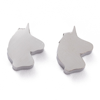 304 Stainless Steel Pendants, Horse Head, Stainless Steel Color, 11x8.5x3mm, Hole: 1.8mm