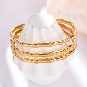 304 Stainless Steel Cuff Bangles for Women, Bamboo, 7/8 inch(2.15cm), Inner Diameter: 2-1/4 inch(5.65cm)