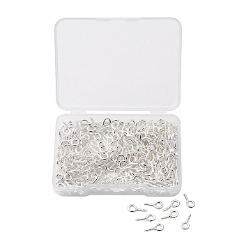 Iron Screw Eye Pin Peg Bails, For Half Drilled Beads, Silver, 10x5x1.2mm, Hole: 2.8mm, 300pcs/box