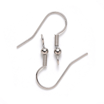 304 Stainless Steel Earring Hooks, Ear Wire, with Vertical Loop, Stainless Steel Color, 19~21x18mm, Hole: 2.5mm, Pin: 0.7mm