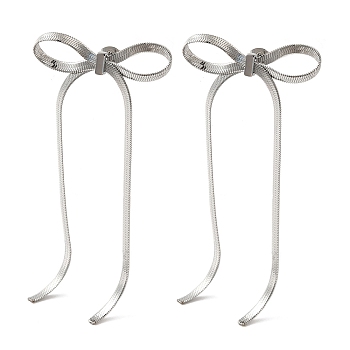 304 Stainless Steel Studs Earrings, Jewely for Women, Bowknot, Stainless Steel Color, 98x46mm
