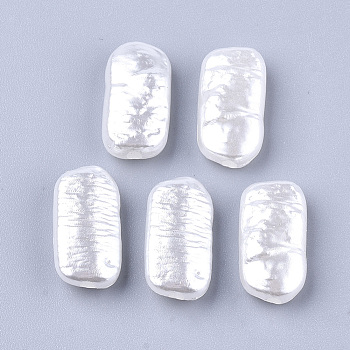 ABS Plastic Imitation Pearl Beads, Rectangle, Creamy White, 16x9x5mm, Hole: 1.8mm, about 1080pcs/500g