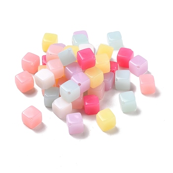 Opaque Acrylic Beads,Cube, Mixed Color, 10x10x10mm, Hole: 1.5mm