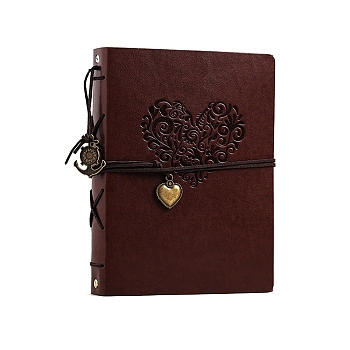 PU Leather Notebook, with Paper Inside, for School Office Supplies, Heart, 215x170mm