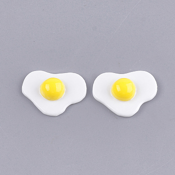 Resin Decoden Cabochons, Fried Egg/Poached Egg, Imitation Food, White, 17x22.5x6mm