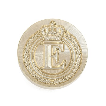 Golden Tone Crown Initial Wax Seal Brass Stamp Heads, for Wax Seal Stamp, Letter E, 25x14.5mm, Hole: 7mm