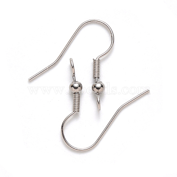 304 Stainless Steel Earring Hooks, Ear Wire, Stainless Steel Color, 20x18mm, Hole: 2.5mm, Pin: 0.7mm(X-STAS-S111-003)