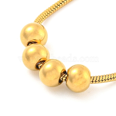 Round Beaded 304 Stainless Steel Pendant Necklaces for Women(NJEW-G137-01G)-2