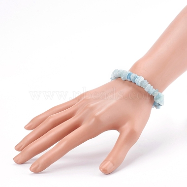 Chips Natural Aquamarine Beads Stretch Bracelets(BJEW-JB05989)-3