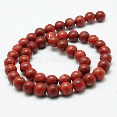Synthetic Grass Coral Round Beads Strands(X-CORA-E032-10mm-01)-2