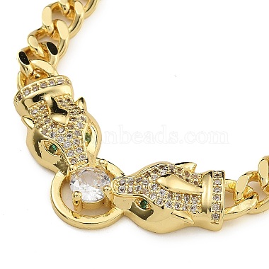 Brass Micro Pave Cubic Zirconia Leopard Pendant Twisted Chain Necklaces(NJEW-K385-01B-01)-2