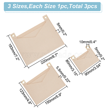 wadonn 3個 3 スタイルのフェルトバッグオーガナイザーインサート(PURS-WR0006-85C)-2