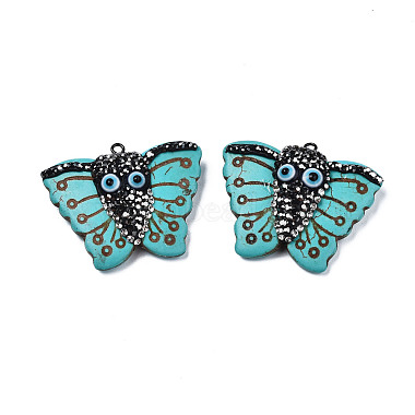 Gunmetal Turquoise Butterfly Synthetic Turquoise Pendants