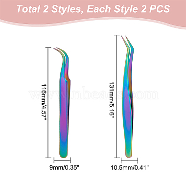 4Pcs 2 Style 430 Stainless Steel Eyelash Tweezers Clips(MRMJ-UN0001-011)-3
