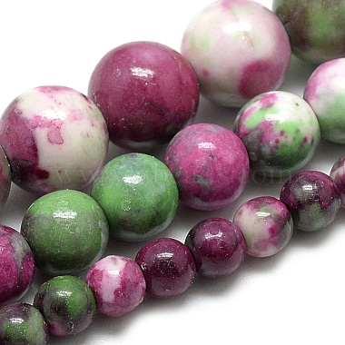 12mm MediumVioletRed Round Ocean White Jade Beads